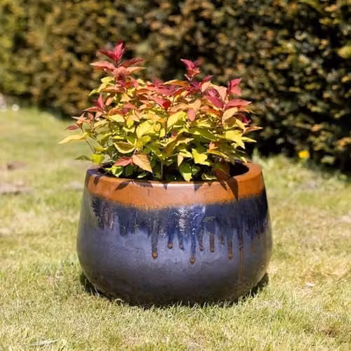 Primrose Terracotta Round Planter in Grey and Blue, Height: 42 cm – 1