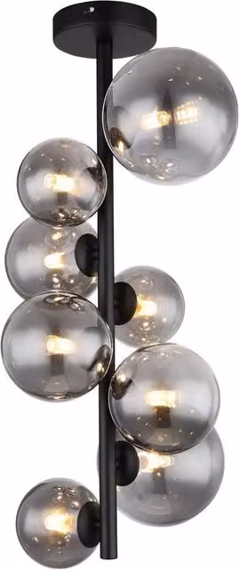 Globo Lighting Retro Style Sphere Ceiling Light in Black with Smoke Glass Shades – 5