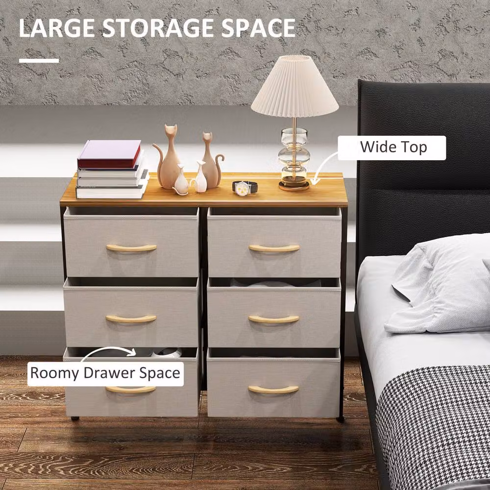 ERGOVEXA Industrial Fabric Chest of Drawers with 6 Drawers, Beige – 5