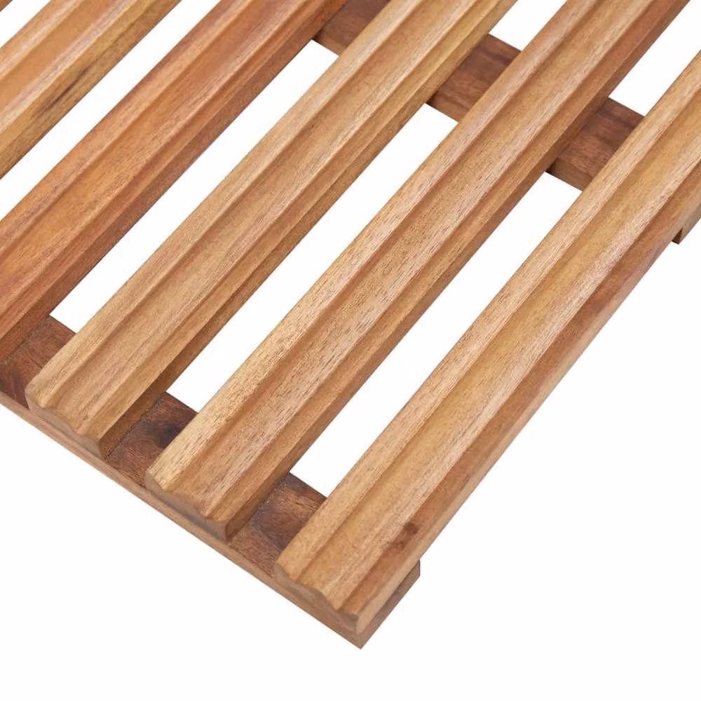 Berkfield Home Set of 2 Solid Acacia Wood Bath Mats, Brown, W: 56 cm, D: 37 cm – 3