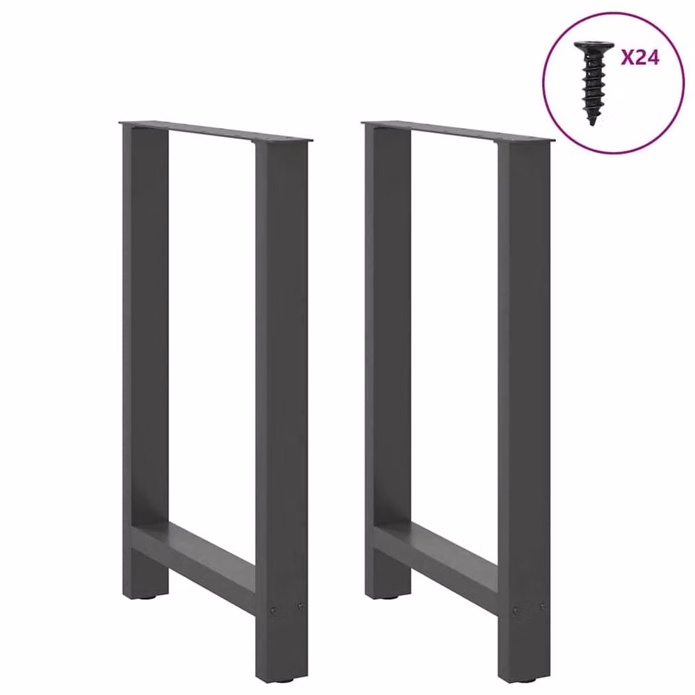 Berkfield Home Steel Coffee Table Legs in Anthracite Black, 2 pieces, H: 60 cm, H: 90-91 cm – 2