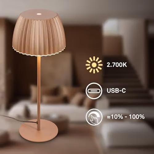 Briloner Brown LED Table Lamp with Touch Control, Dimmable Warm White Light, W/D/H: 14.3 x 14.3 x 36 cm – 2