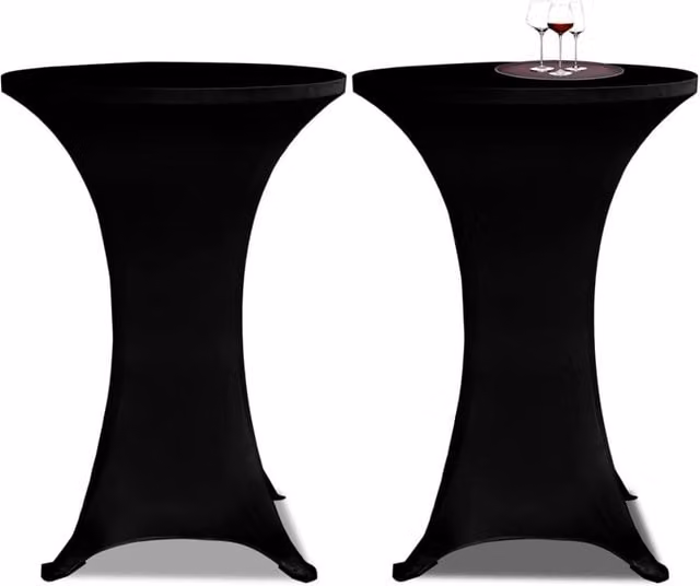 Berkfield Home Black Stretch Round Standing Tablecloths, 2 Pack, Diameter: 80 cm