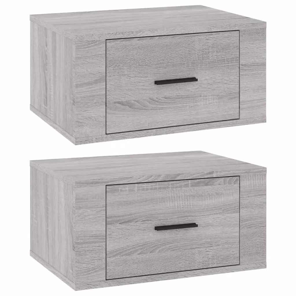 Berkfield Home Wall-mounted Bedside Cabinets, 2 Piece Set, Grey Sonoma, W: 50 cm, D: 36 cm, H: 25 cm