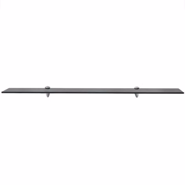 Berkfield Home Black Glass Floating Wall Mounted Shelf W: 100 cm, D: 20 cm