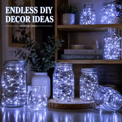 SHATCHI 2 Pack of 40 LED Fairy String Lights, 4m, Cool White, Silver Wire, Battery Operated, Waterproof IP44 – 4