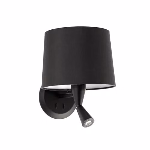 Netlighting Conga Black Adjustable Wall Reading Light with E27 Socket, W: 21.5 cm, H: 16 cm, D: 19 cm – 1