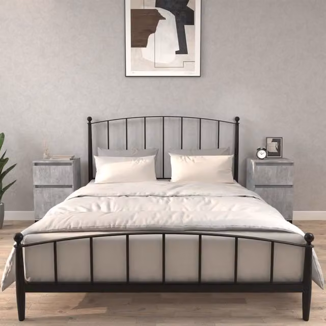 Berkfield Home Set of 2 Modern Bedside Cabinets in Concrete Grey, W/D/H: 40 x 35 x 70 cm