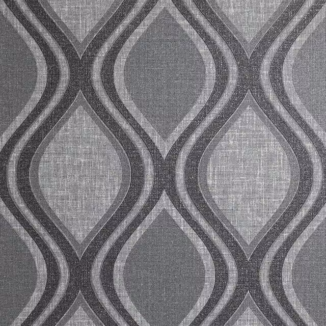 Arthouse Curve Abstract Geometric Wallpaper in Charcoal Grey and Anthracite