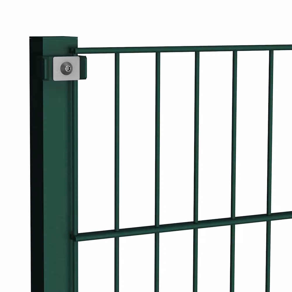 Berkfield Home Green Powder-Coated Steel Fence Panel with Posts, H: 170 cm, W: 80 cm – 2