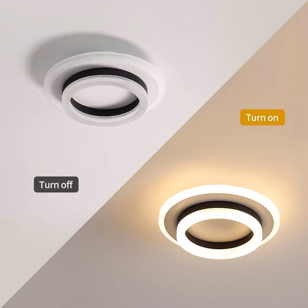 Goeco Modern LED Ring Ceiling Light, 24W, Black, 3000K Warm White – 5