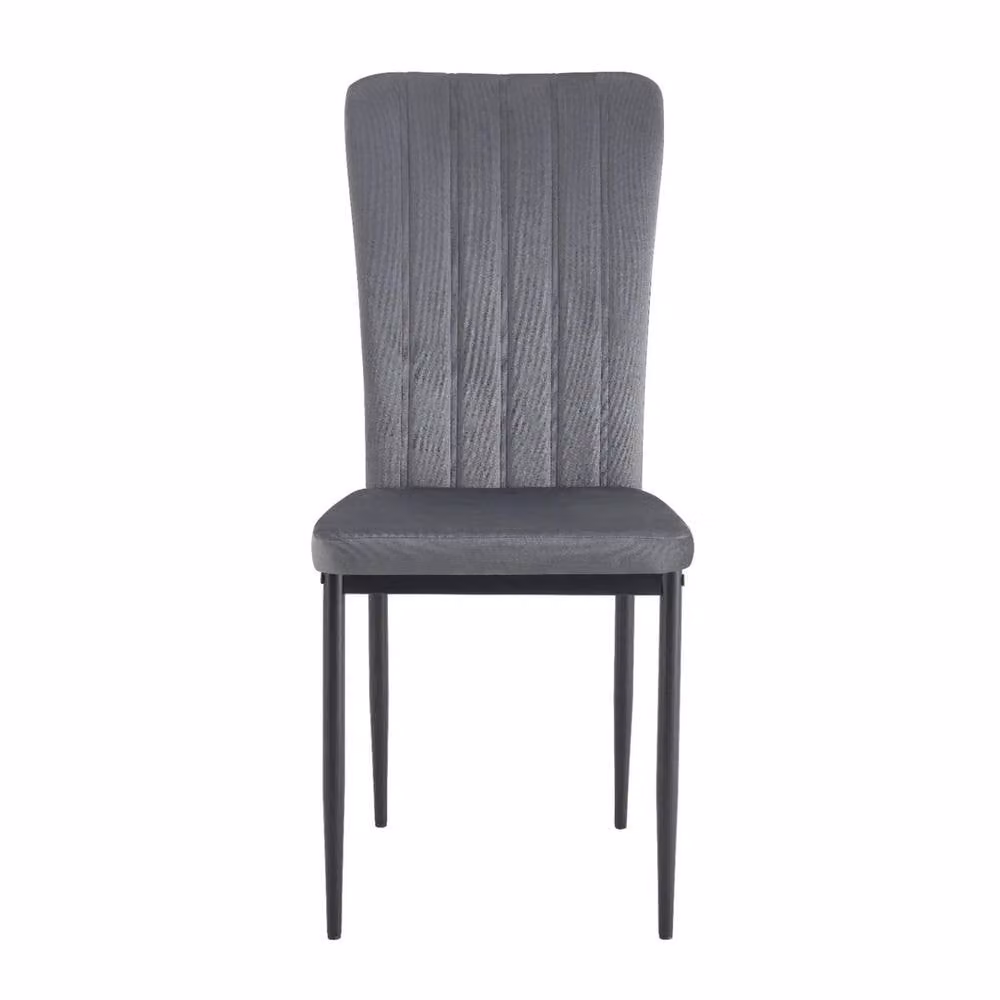 FORGEVIO Set of 2 Modern Dining Chairs with Dark Grey Velvet Upholstered Seats and Black Metal Frames – 2