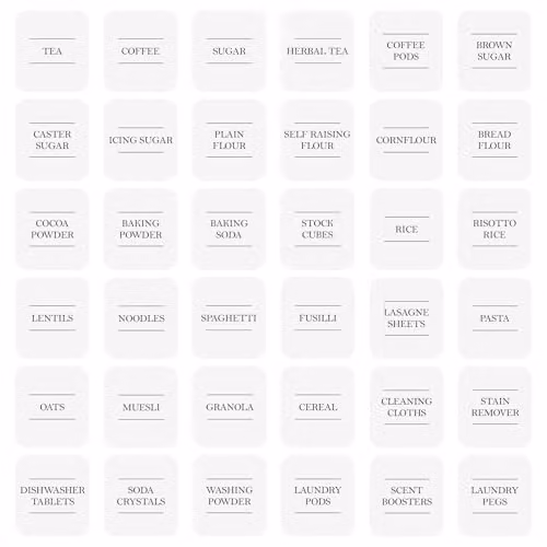 Argon Tableware Storage Jar Labels, Pack of 36, White
