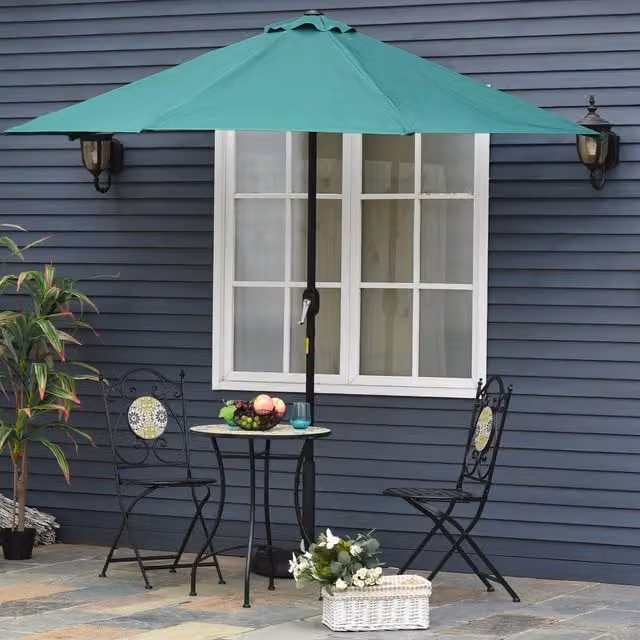 Outsunny Half Round Parasol Umbrella in Green