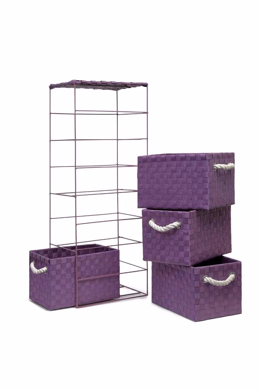Arpan 4-Drawer Storage Unit in Purple, W/D/H: 18 x 25 x 65 cm – 4