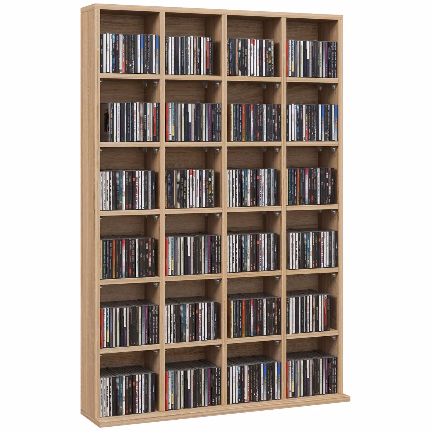 HOMCOM Modern Freestanding Media Storage Rack with Adjustable Shelves and Back Panel, Brown and Sand – 2