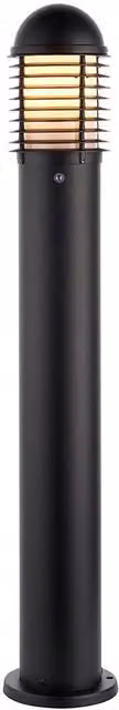 Netlighting Louvre Matt Black Outdoor Tall Bollard Light with Dusk Sensor and IP44 Rating