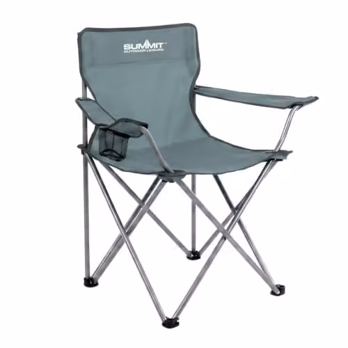 VFM e-Store Folding Camping Chair with Cup Holder and Carry Bag, Grey, H 81 cm x W 51 cm – 1