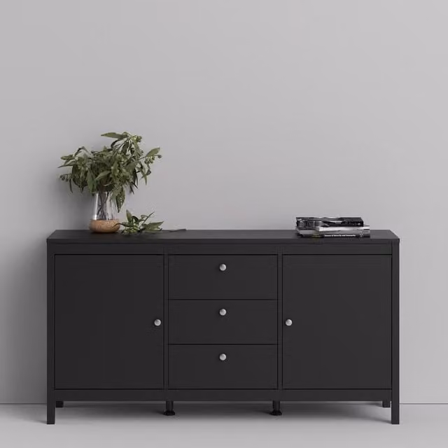 Furniture To Go Madrid Sideboard with 2 Doors and 3 Drawers in Matt Black – 1