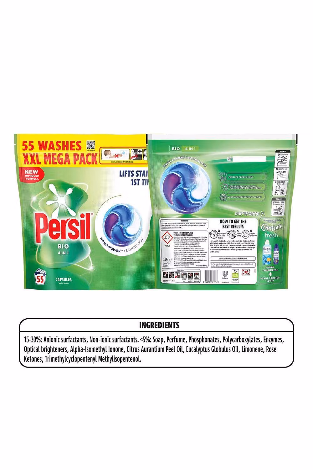 Persil Bio 4in1 Fast-Dissolving Laundry Detergent Capsules, 165 W, 3 Pack – 5