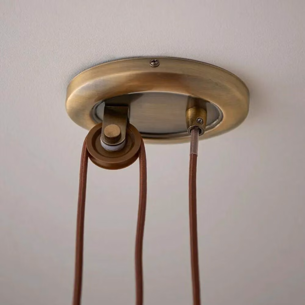 Loops Industrial Brass Hanging Ceiling Pendant Light, Adjustable Height, Gold/Brass – 2