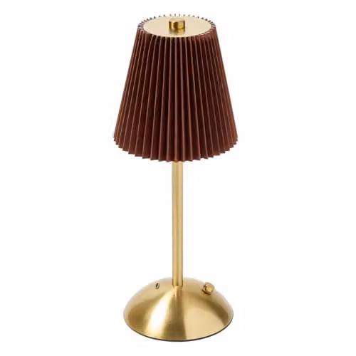 OHS Rechargeable LED Cordless Table Lamp in Brown with Gold/Brass Accents – 1