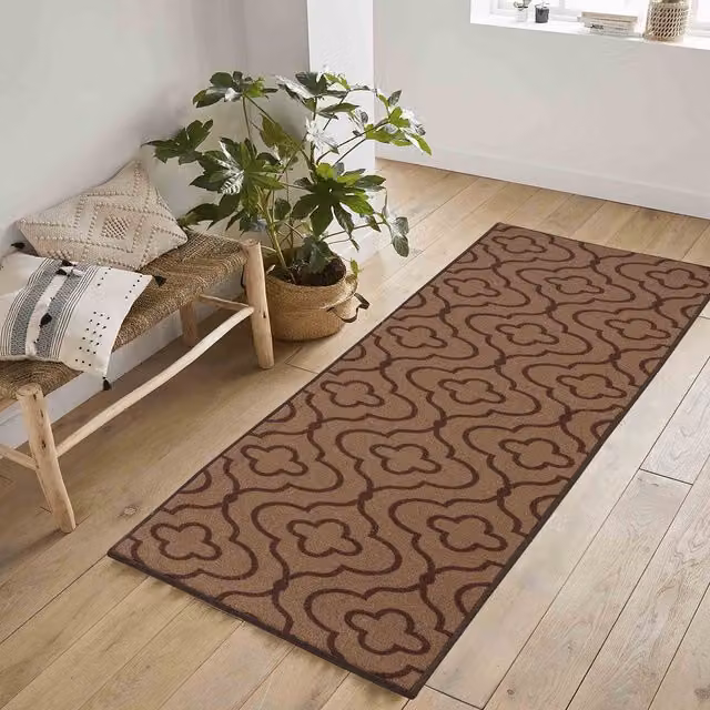 Desire Rugs Non-Slip Machine Washable Doormat in Beige, W: 80 cm, D: 50 cm