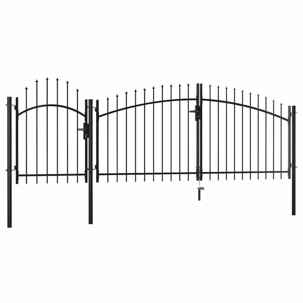 Berkfield Home Elegant Steel Swing Garden Gate, Black, W: 400 cm, H: 150 cm