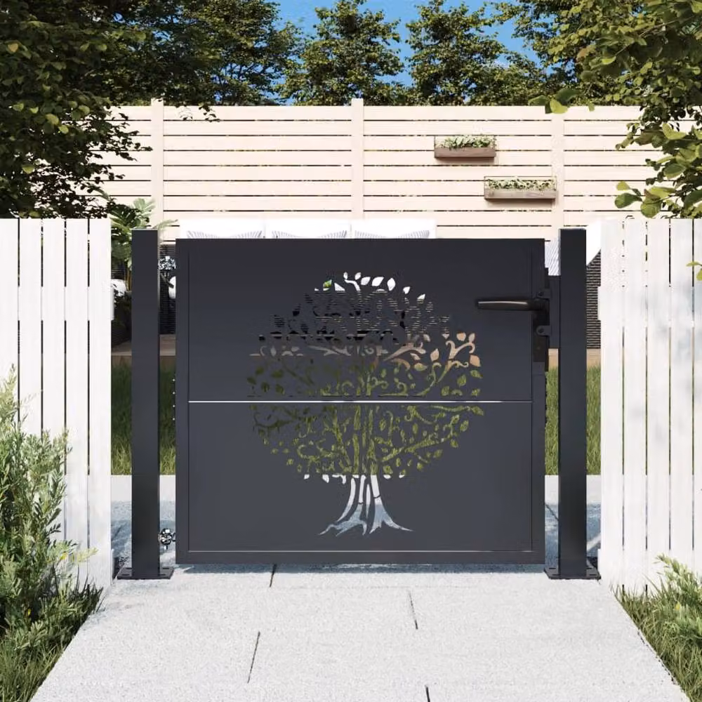 Berkfield Home Steel Garden Gate in Anthracite Grey, W: 80 cm, H: 105 cm – 2