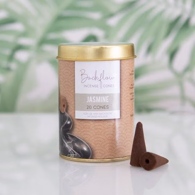 Something Different Jasmine Jumbo Backflow Incense Cones, 6 Tins of 20 Natural Floral Cones