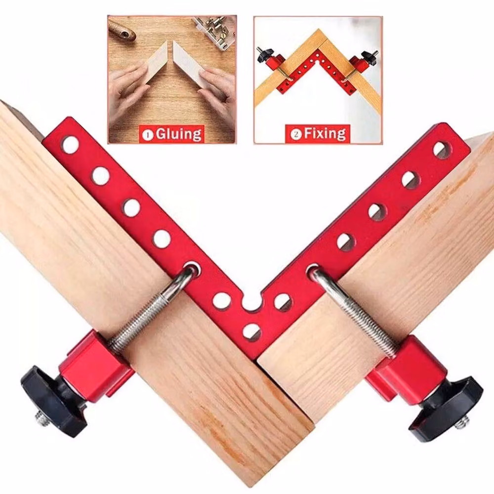 Nordara 4-Pack Red Aluminum Alloy 90 Degree Square Woodworking Corner Clamps – 3