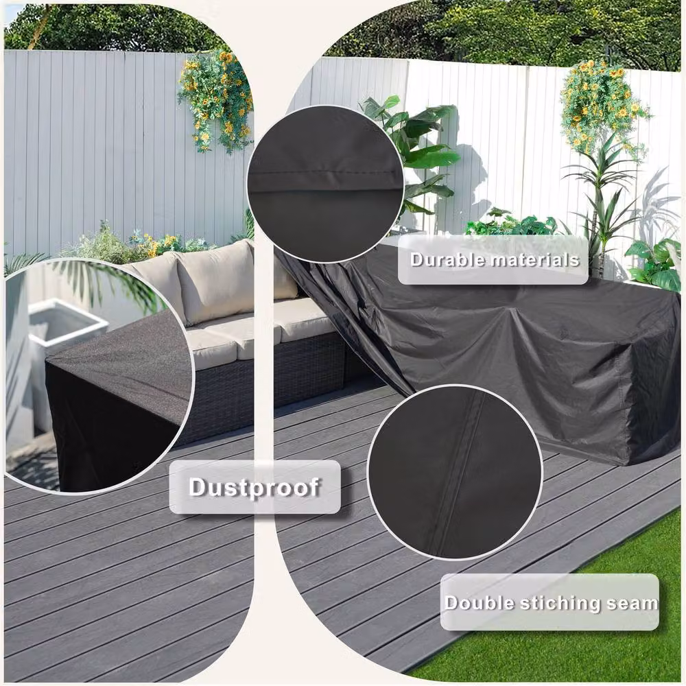 Direct Wicker Waterproof L-shaped Corner Sofa Rain Cover in Black – 4
