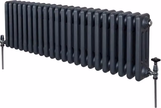 Monstershop Traditional 3 Column Steel Radiator in Anthracite Grey, H: 101.2 cm, W: 30 cm, D: 10 cm