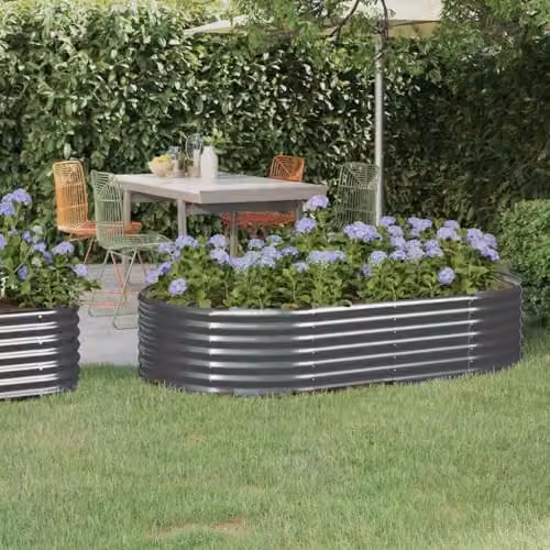 vidaXL Anthracite Galvanised Steel Raised Garden Bed W: 175 cm, D: 100 cm, H: 36 cm – 2
