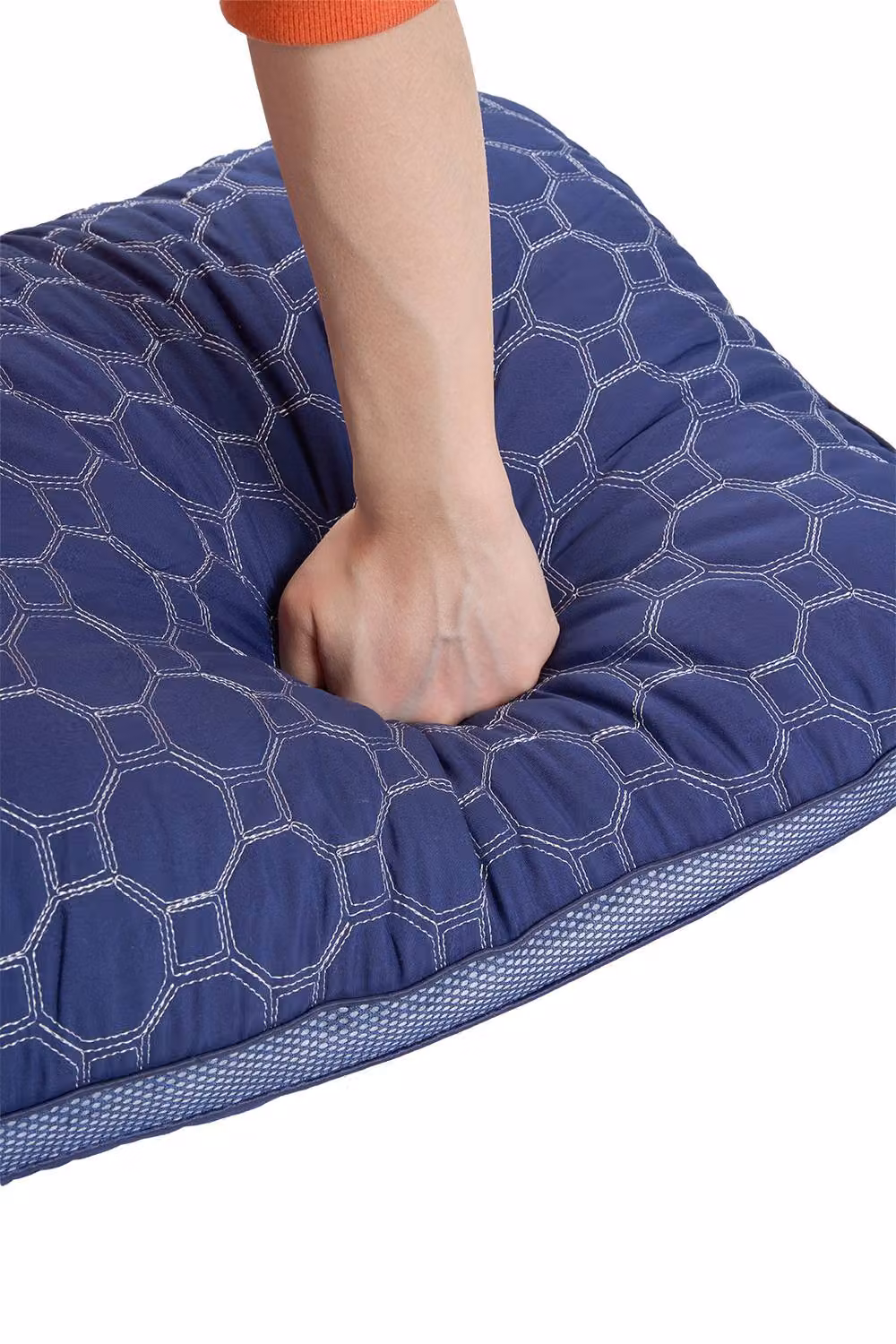 Living and Home Plush and Breathable Geometric Textured Rectangular Pillow Insert in Dark Blue – 4