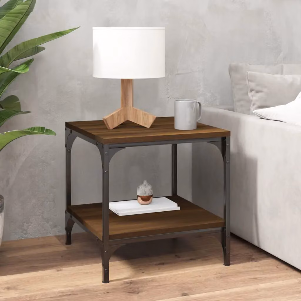 Berkfield Home Set of 2 Brown Oak Side Tables, W/D/H: 40 x 40 x 40 cm – 2