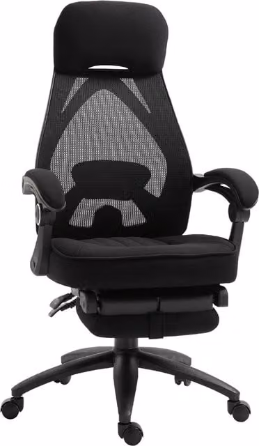 Vinsetto Black Executive Home Office Chair with Headrest, Footrest and Adjustable Lumbar Support