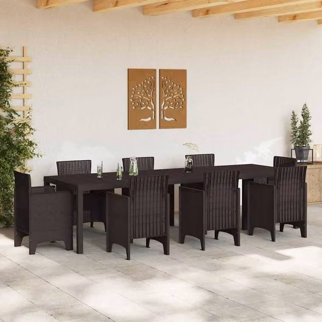 Berkfield Home Brown Poly Rattan Extendable Garden Table, W/D/H: 300 x 100 x 73 cm