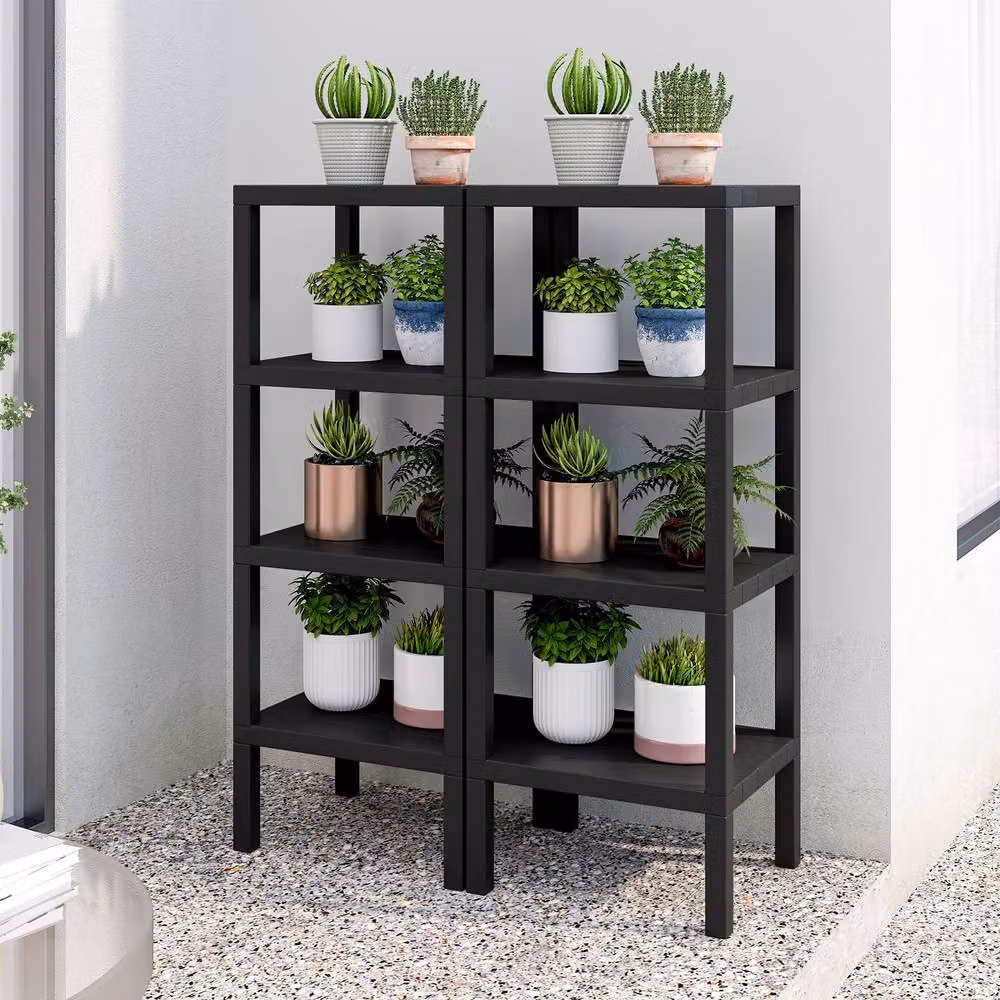 Costway 4-Tier Narrow Plastic Bathroom Storage Unit and Display Rack in Black – 5