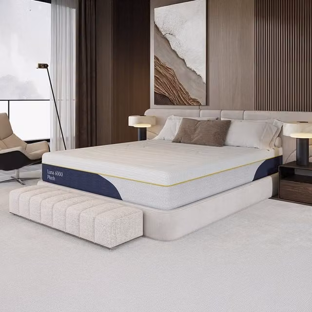 Luna 6000 Plush Gel Memory Pocket Hybrid Mattress, White, W/D/H: 90 x 190 cm