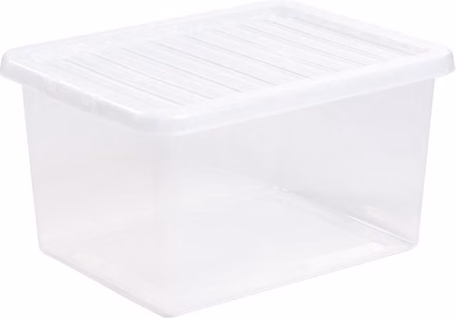 Wham 31L Underbed Storage Box with Lid, White and Transparent Plastic