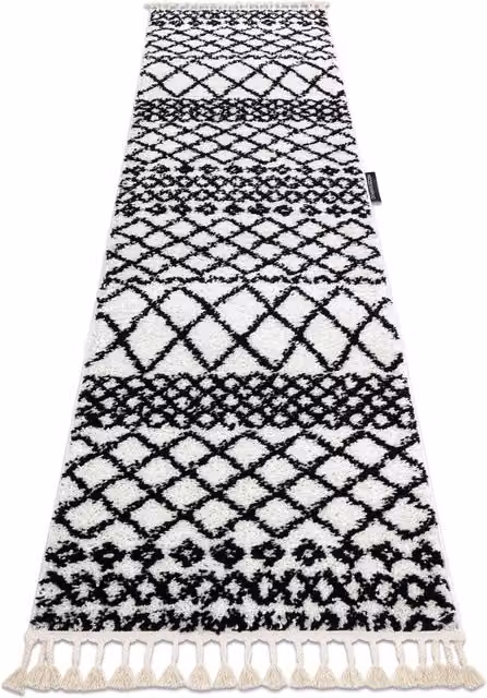 RugsX Berber Geometric Boho Runner in White, W: 70 cm, L: 300 cm – 1