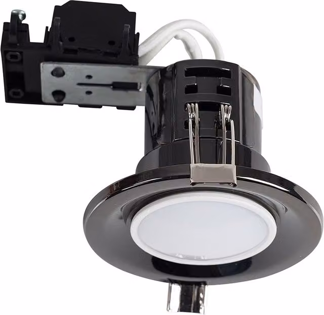 ValueLights 30 Pack Modern Black Chrome Fire Rated Downlight Ceiling Light Fittings