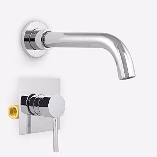 Nes Home Chrome Wall Mounted Basin Mixer Tap with Concealed Valve in Silver