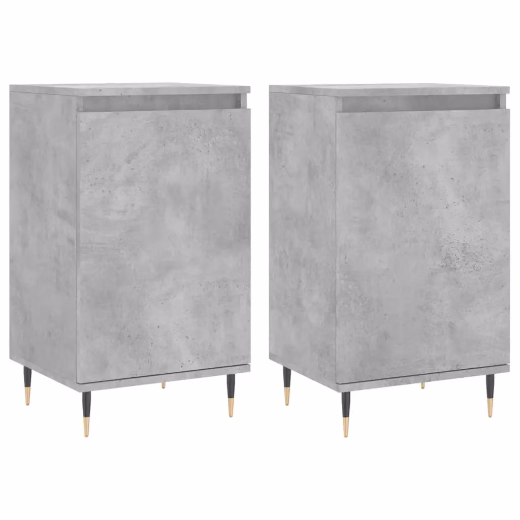 Berkfield Home Set of 2 Modern Sideboards in Concrete Grey and Black, W/D/H: 40 x 35 x 70 cm – 2