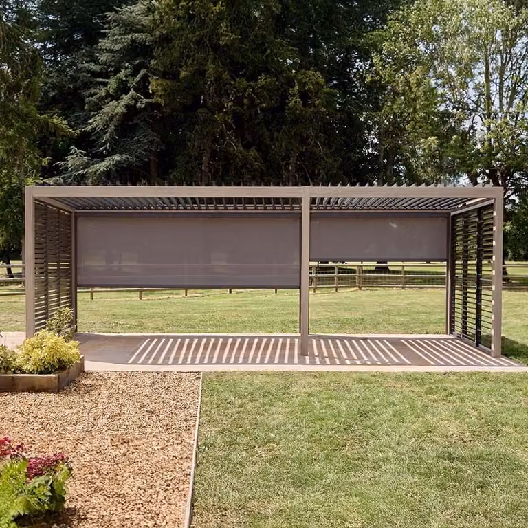 Leisure Grow Savannah Pergola with Lights in Silver and Grey Aluminium, W: 700 cm, D: 300 cm