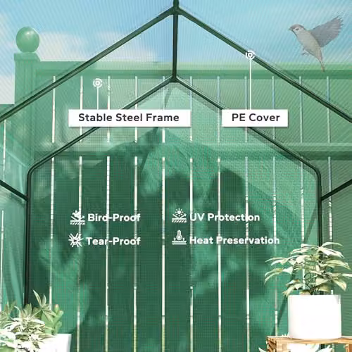 Outsunny Green Walk-in Greenhouse with 2 Tiers and 4 Shelves, W/D/H: 120 x 120 x 190 cm – 2