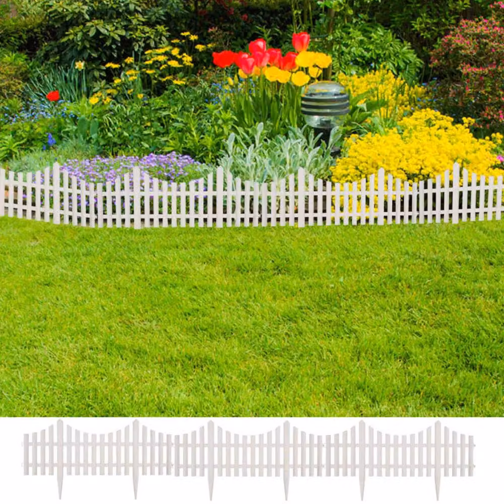 Berkfield Home White Lawn Divider, 17 pieces, 10 m – 2