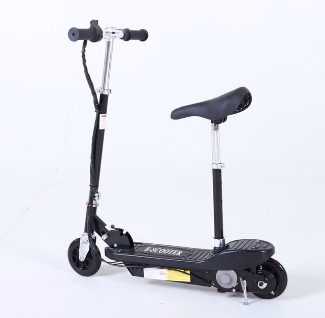 HOMCOM Foldable 120W Electric Powered Scooter with Adjustable Seat and Brake, Black