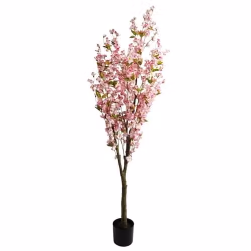 Leaf Design UK Pink Realistic Artificial Flower Tree, H 180 cm x W 60 cm x D 60 cm – 1
